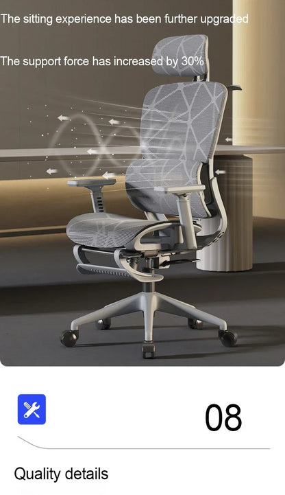 Ergonomic Gaming Chair with Adjustable Footrest, Reclining Office Chair, Posture Support Computer Chair with 2D/3D Armrests for Home Office