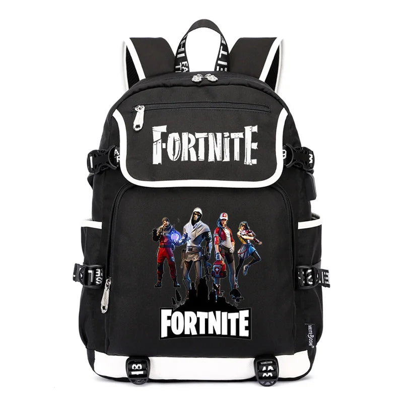 Fortnites раница с голям капацитет, ежедневна чанта за рамо с USB порт, унисекс аниме ученическа раница, нов стилен подарък за канцеларски принадлежности