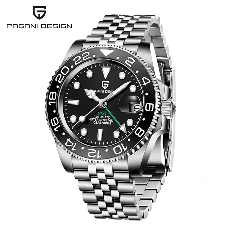 New 1662 PAGANI DESIGN GMT Automatic Watch 40mm Men's Wristwatch Top Brand 100M Waterproof Mechanical Wristwatches for Men Cloc