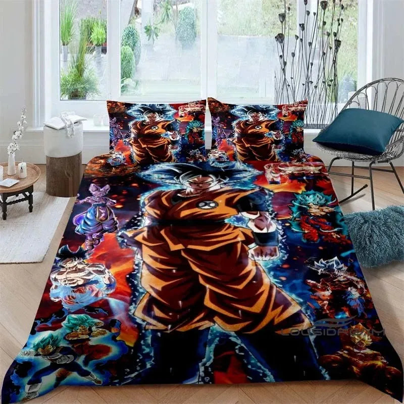 Cartoon/Anime Son Goku Dragon Ball Themed Printed Bedding Set: This soft and comfortable set includes a duvet cover and pillowcase