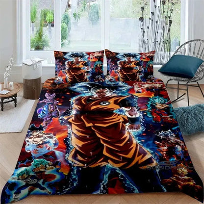 Cartoon/Anime Son Goku Dragon Ball Themed Printed Bedding Set: This soft and comfortable set includes a duvet cover and pillowcase