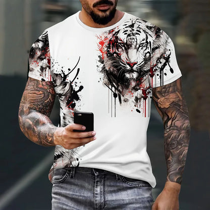 Men's Summer Fashion T-Shirt Eagle 3D Printed Short Sleeve T-Shirt Summer Outdoor Leisure Quick Drying Breathable T-Shirt