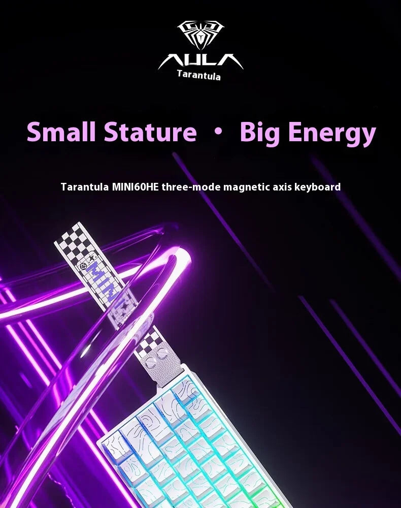 AULA Mini60 HE Magnetic Switch Keyboard RGB Tri Mode Wireless Mechanical Keyboard 8000Hz 0.01mm RT Gaming Keyboard Gamer Gifts