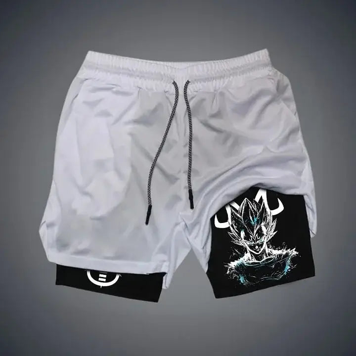 Dragon Ball Printed Men's Shorts Summer Women's Sports Compression Gym Shorts Double-Layer 2-in-1 Pant Quick-Drying Beach Shorts, Produit gaming premium Fraquane