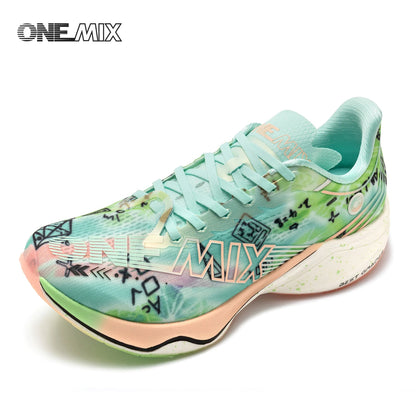 ONEMIX Nowe buty do biegania maratońskiego z podeszwą z nylonu i włókna węglowego – amortyzujące, profesjonalne, zapewniające stabilne wsparcie, ultralekkie, z doskonałym odbiciem