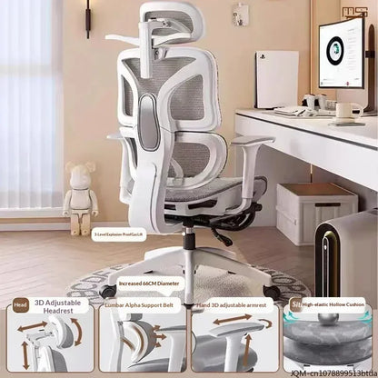 Ergonomic Study Chair High Back Office Chair with Lumbar Support, Adjustable Computer Desk Chair, Comfortable Home Work Chair with Armrests