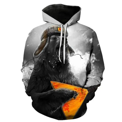 Sudadera con capucha de lobo impresa en 3D, superventas en Europa y EE. UU. Sudadera de moda de manga larga, moderna y con personalidad, con estampado de animal.