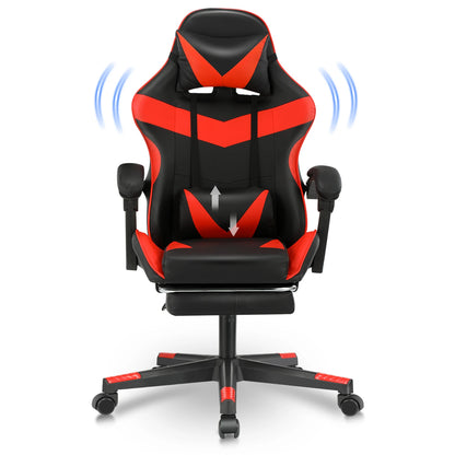 Ergonomic Gaming Chair Racing Style with Footrest, Lumbar Support, Adjustable Height, Reclining Computer Chair with Armrests & Headrest
