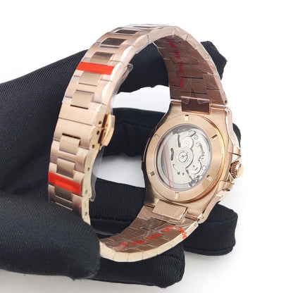 Luxury Rose Gold 40MM Square NH38 Movement Automatic Mechanical Men's Watch Sapphire Crystal Date Stainless Steel Strap