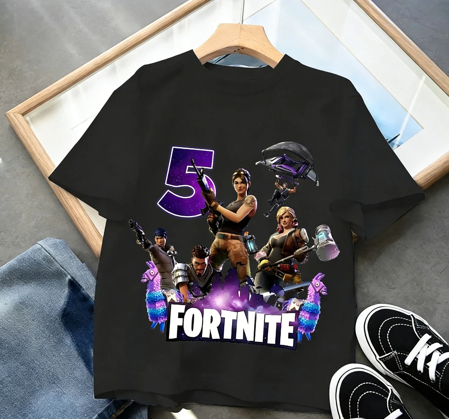 Fortnite Children’s Birthday Number T-Shirt Girls Boys Summer Clothes Baby Cotton Tee Shirts Party Short Sleeve Tops Toddler Gift