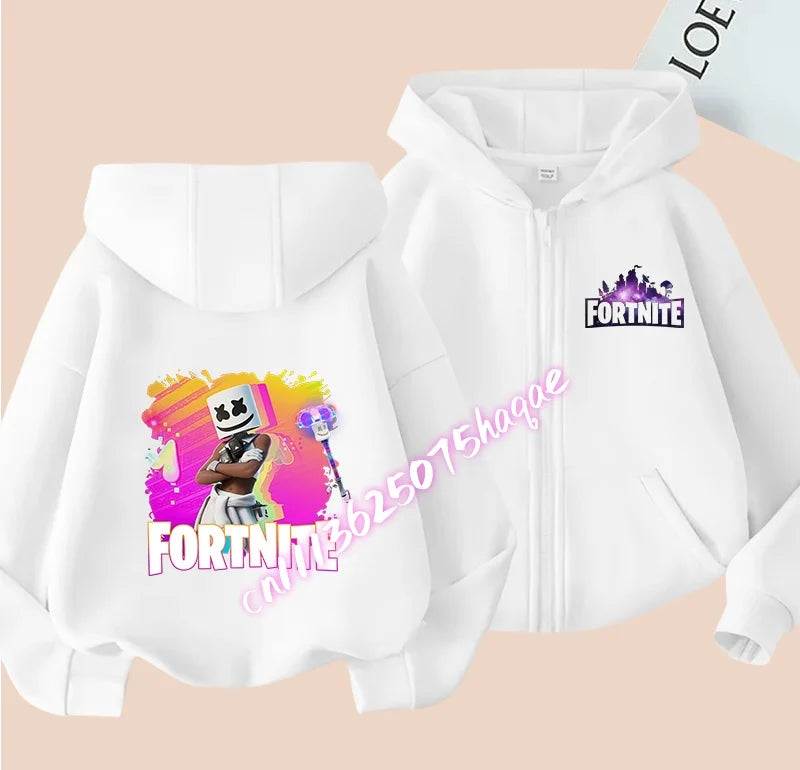 Kid Outdoor Jacket Cartoon Fortnite Girl Boy Sweatshirt Coat High-Quality Thin Windbreaker Girl Autumn Zip Jacket Clothing Tops