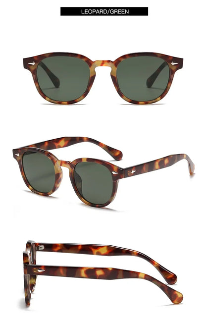 JNPCXI Quality New Retro Round Sunglasses Women Fashion Rivets Decoration Shades UV400 Men Punk Leopard Sun Glasses