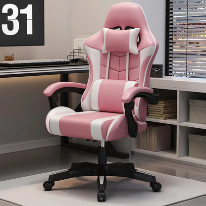Ergonomic Racing Gaming Chair with Lumbar Support, Adjustable Swivel PU Leather Computer Chair with Headrest for Office & Home