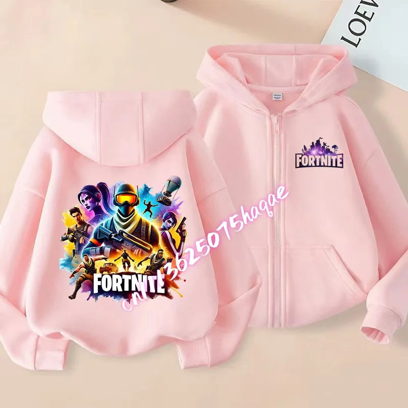 Fortnites Kinder-Kapuzenjacken mit Reißverschluss Anime Fortress Night Sweatshirts Game Frühling Herbst Hoodies Sportbekleidung Kinderkleidung Geschenk