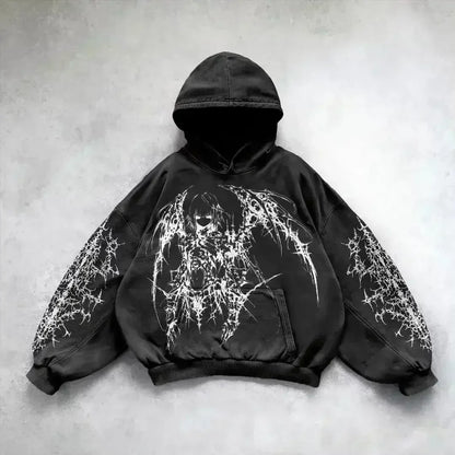 American Y2K New Hip Hop Trend Retro Hoodie Women Street Casual Loose Joker Vintage Sweatshirt Unisex Fleece Padded Warm Hoodie