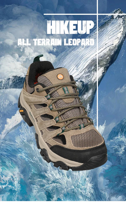 HIKEUP Hiking Shoes for Men, Designer Climbing Trekking Sneakers, Leather Outdoor Sports Work Shoes, Running Shoes