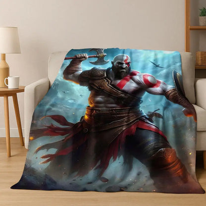 3A Classics God of War Kratos Game Gamer Flannel Blanket,Warm and Cozy Soft Throw Blanket for Home Bedroom Bed Sofa Kid Gift