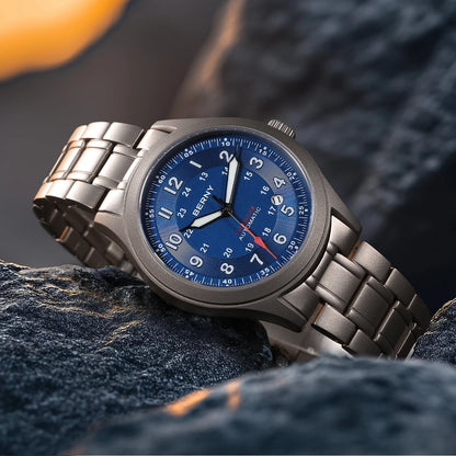 BERNY Automatic Full Titanium Watches for Men Sapphire Super Luminous Mechanical Field Watch Date 10ATM Sports Easy Read