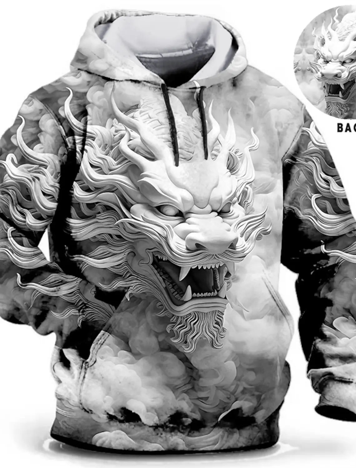 Chinese New Year Dragon Hoodie Men's Graphic Animal Prints Daily Classic Casual 3D Pullover Streetwear Hoodies Long Sleeve Hooded