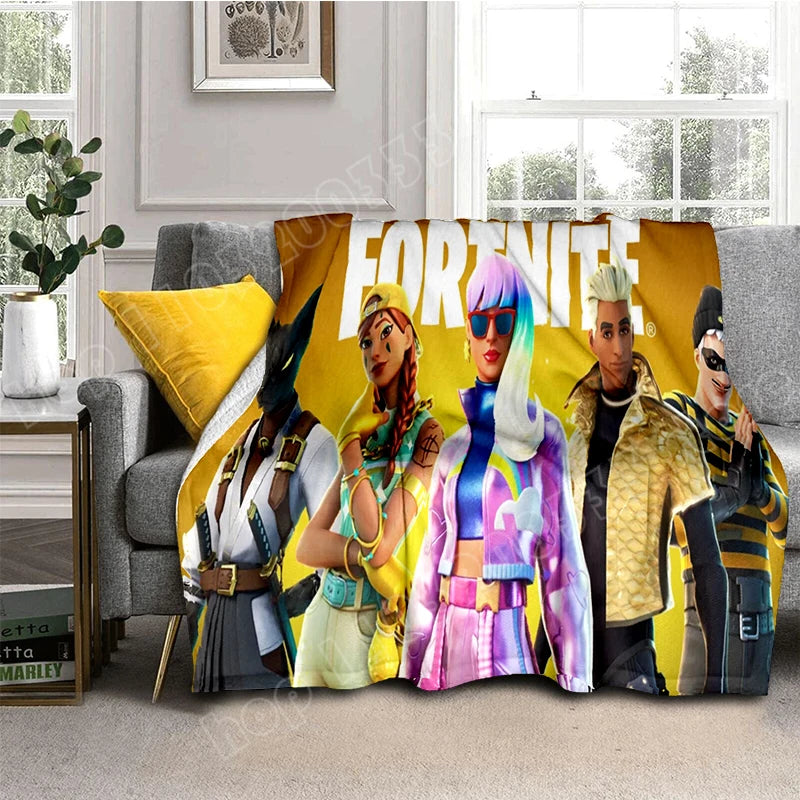 Fortnite Game Flannel Blanket Unisex Soft Warm Throw Blanket for Bedroom Living Room Bed Travel Camping Sofa Decoration Supplies