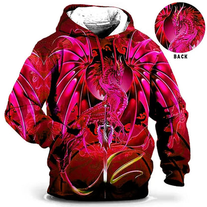 Men's Hoodie for Men Clothing 3D Printed Sweatshirts Outdoors Dragon Fashion Daily Autumn Long Sleeve Hoodies