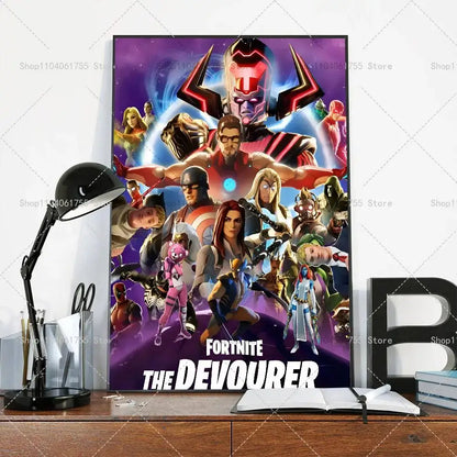 F-Fortnites-Game Popular Poster Self-adhesive Art Waterproof Paper Sticker Coffee House Bar Room Wall Decor