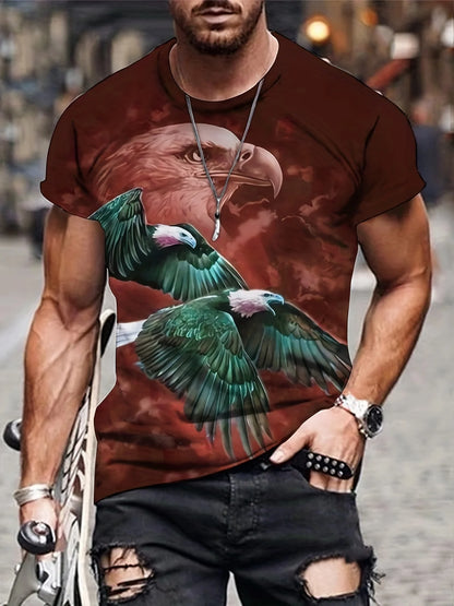 Fashion Eagle T-shirts met print Luxe T-shirt Zomer T-shirts voor heren Casual tops T-shirt met korte mouwen 3D-print Herenkleding