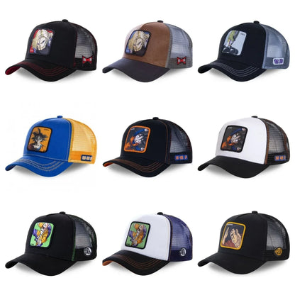 Kapa Dragon Ball Son Goku, bejzbolska kapa, poletna potovalna kapa s ščitkom, moška kapa z vezenjem, hip-hop kapa s ščitkom proti soncu, nastavljiva kapa v stilu »trucker«, mrežasta kapa