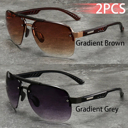 2PCS Fashion Luxury Gradient Lens  Men Women OutdoorSunglasses for Running Mountaineering Driving Fishing Travel MTB Eyewear