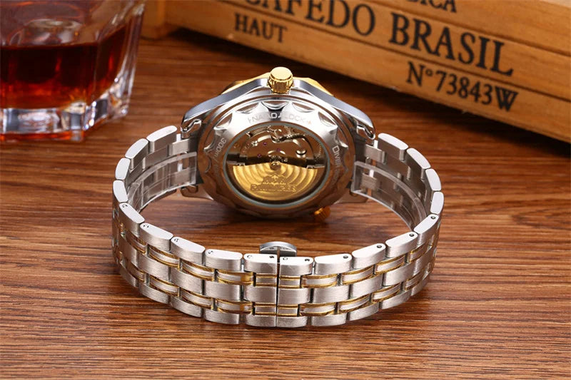 Luxury Automatic Watch for Men Stainless Steel Waterproof Calendar Mechanical Watches Fashion Casual Mens Watches Reloj Hombre
