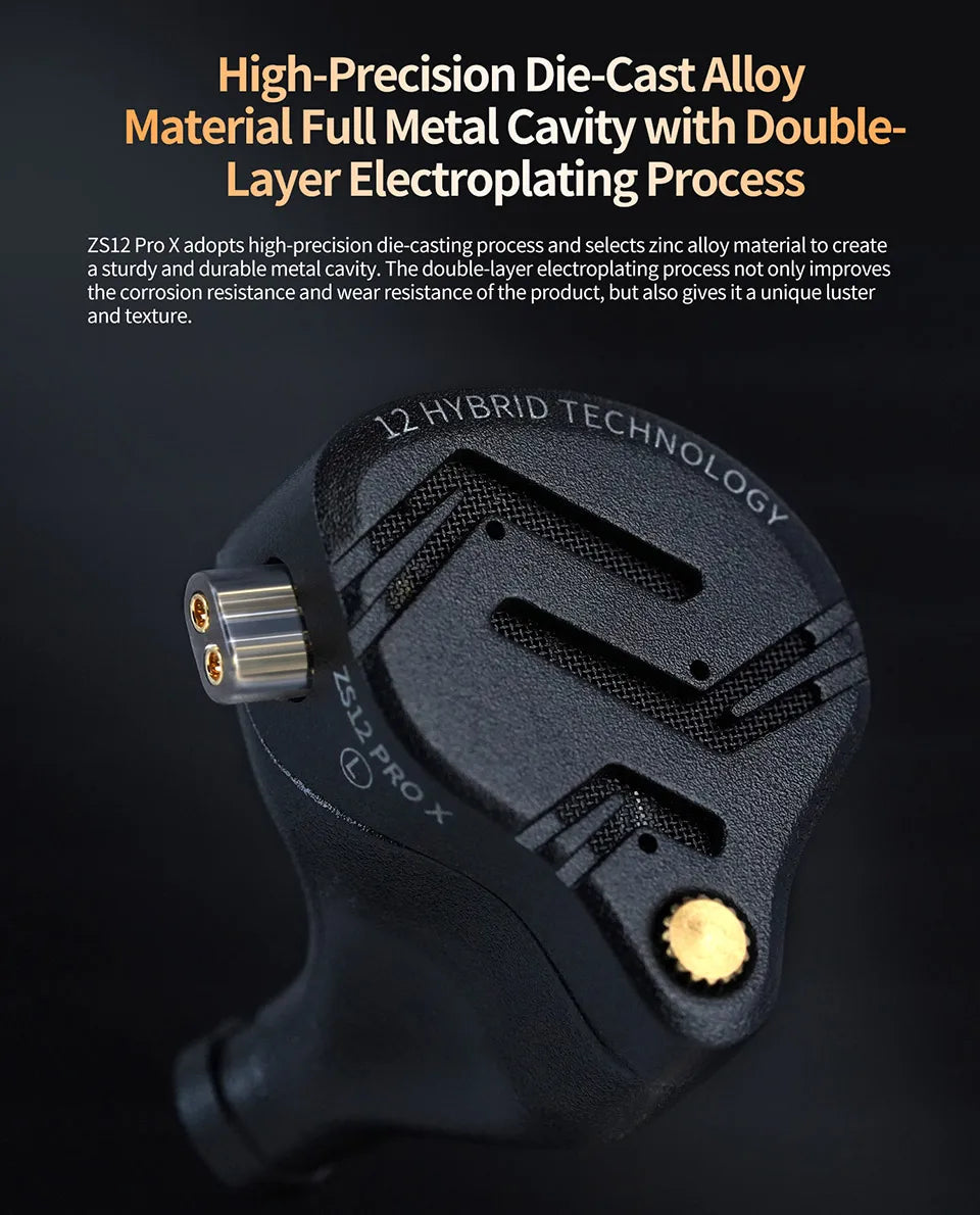 KZ ZS12 PRO X Hybrid Dynamic & Balanced Armature Technology IEM Earphone Upgrade HiFi Bass In Ear Headphone Tunning Wire Headset