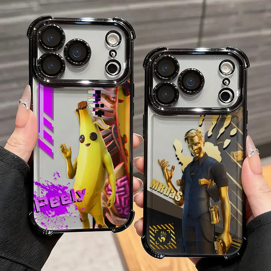 Cartoon Games F-Fortnite Plating Phone Case For Xiaomi 15T, 15, 14, 13, Poco M7, F7, F4, F5, X7, X6, X5 Pro Ultra 4G 5G Anti-Fall Airbag