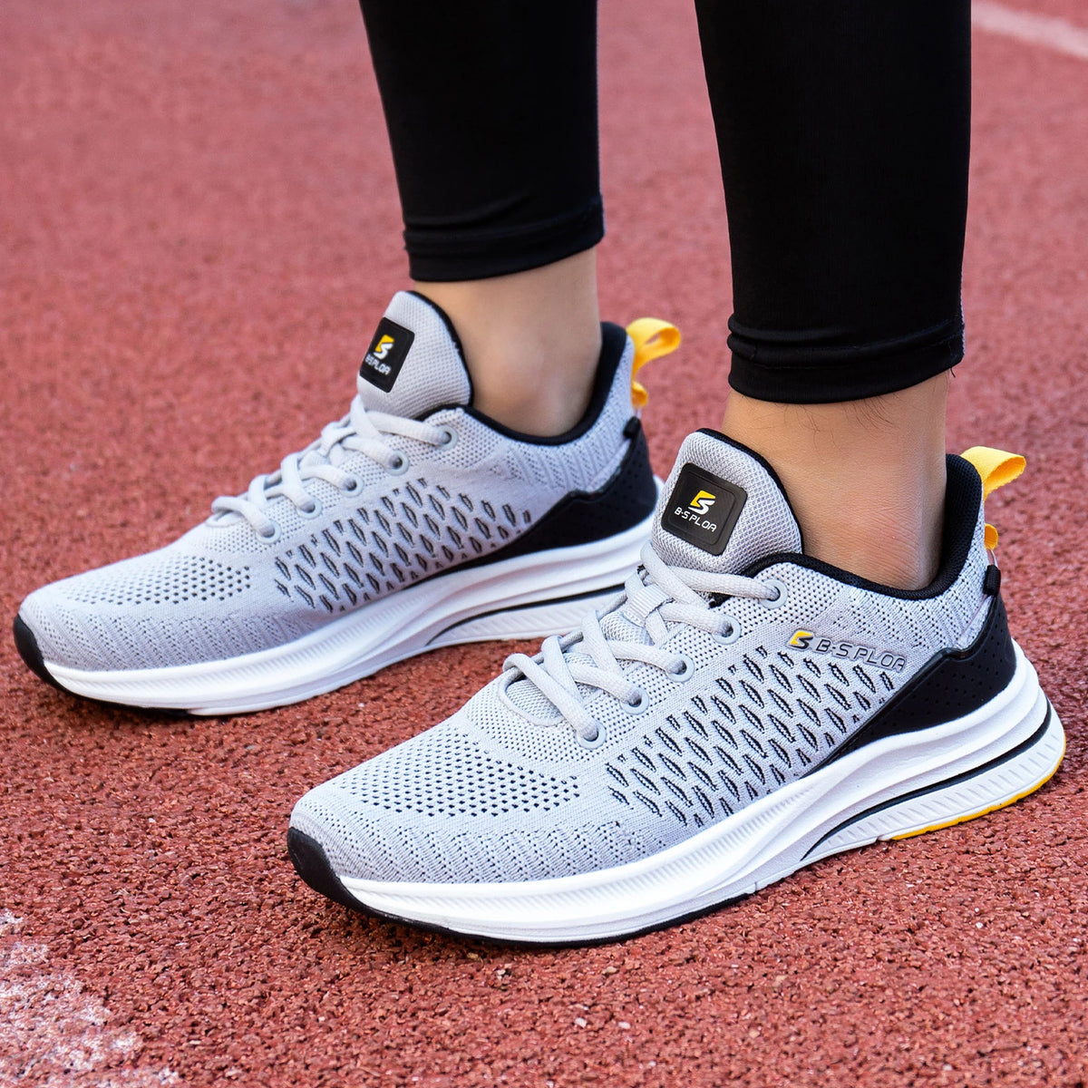 Baasploa Herren-Laufschuhe – Marke: Casual, leichte Designer-Jogging-Schuhe aus Mesh für Herren, atmungsaktive Sport- und Wanderschuhe mit Schnürung