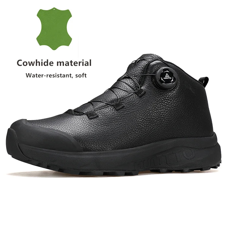 HUMTTO Leather Shoes for Men Winter Camping Outdoor Men's Sports Shoes Breathable Trekking Boots Man Non-slip Hiking Sneakers