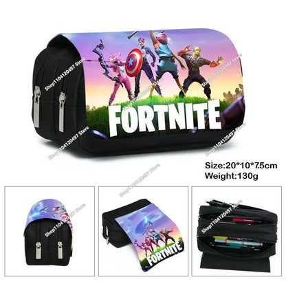 Fortnite Kids Pencil Bags Multifunctional Stationery Box Children's Large Capacity Double Layer Stationery Bag
