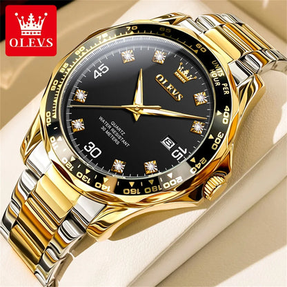 OLEVS 9988 Quartz Watch for Men Waterproof Anti-scratch Auto Date Diving Wristwatch Men Original Brand Luxury Diamond Man Watch