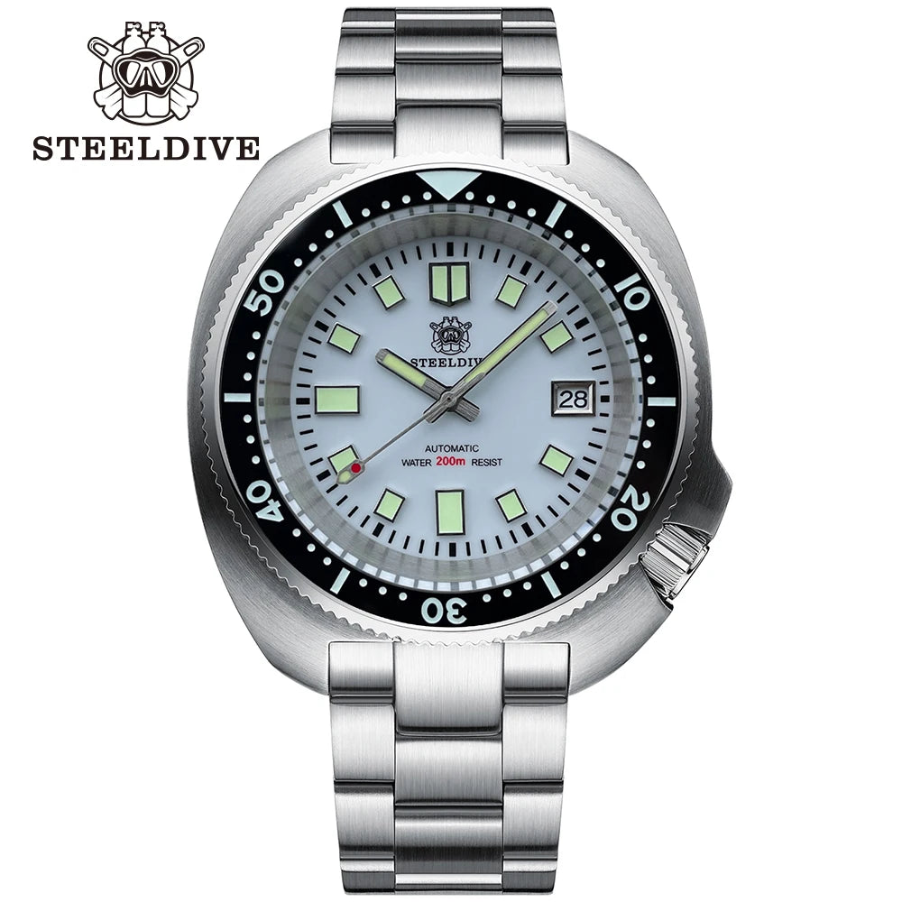 STEELDIVE New Arrival 44mm SD1974 Orange Dial Ceramic Bezel Super Luminous 200m NH35 Automatic Dive Watch with Milled Clasp
