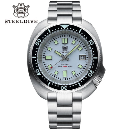 STEELDIVE New Arrival 44mm SD1974 Orange Dial Ceramic Bezel Super Luminous 200m NH35 Automatic Dive Watch with Milled Clasp