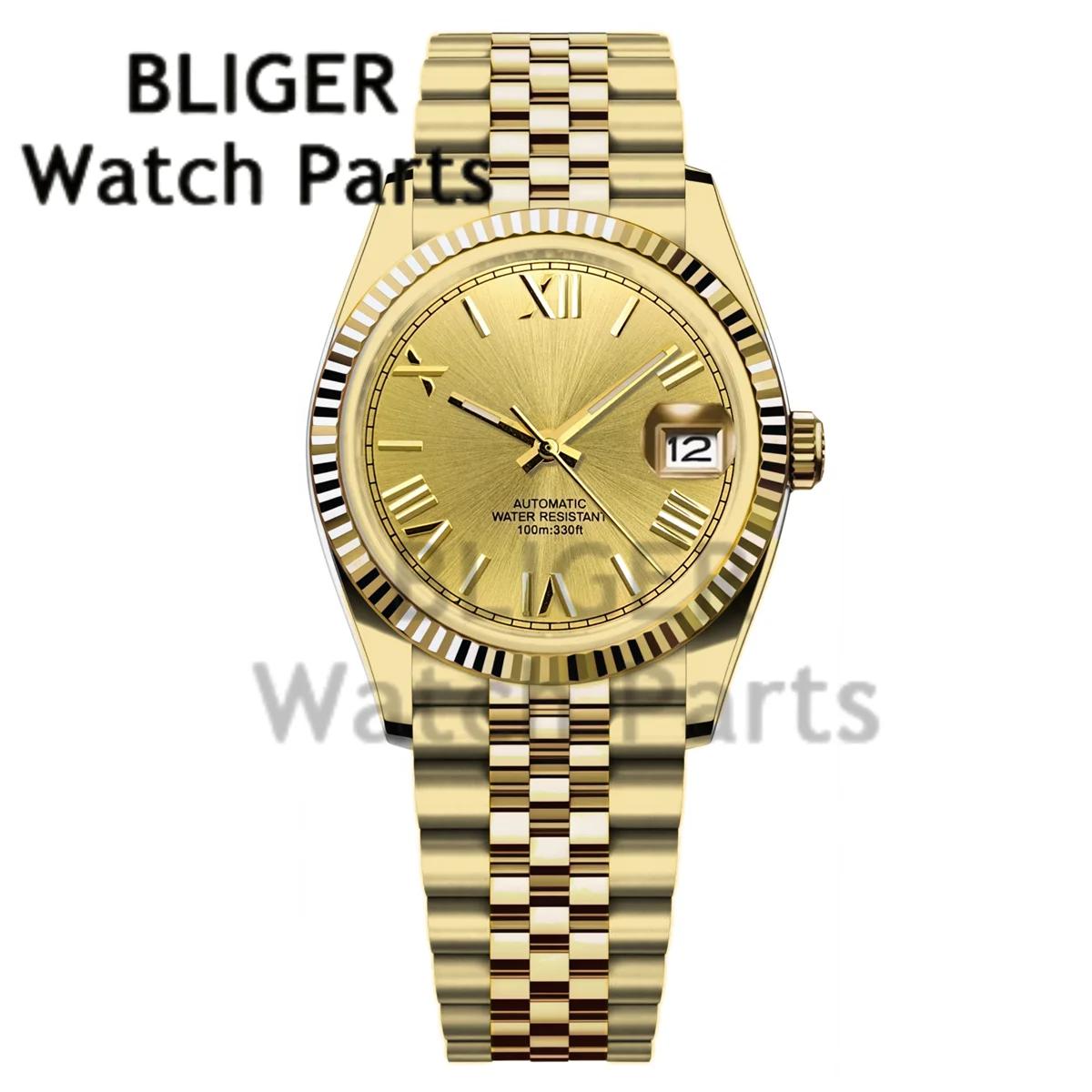 BLIGER 36MM 39MM Luxury Gold NH35 Automatic Mechanical Wristwatch Roman Number Men Watches Sapphire Crystal 10Bar Reloj Hombre