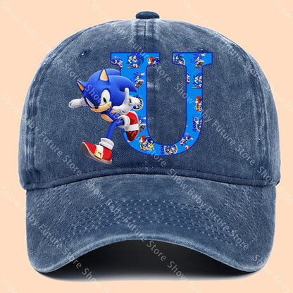 New Cartoon Cute Retro Baseball Caps Sonics Letter Man Boys Hat Hip Hop Breathable Mesh Hats Cute Anime Sunbonnet Birthday Gifts
