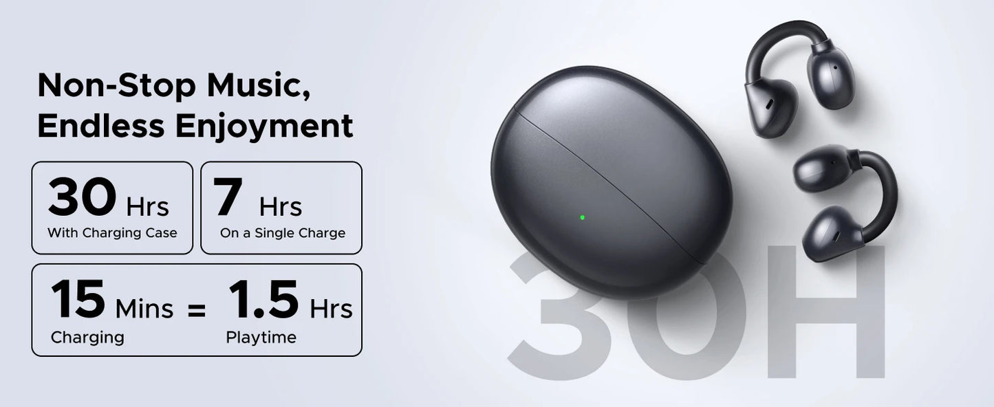 UGREEN ClipBuds Open-Ear Wireless Bluetooth 6.0 Earbuds with 4 Mic Clear Call, 30H Playtime Clip-On Earphones, Waterproof Sport Headphones