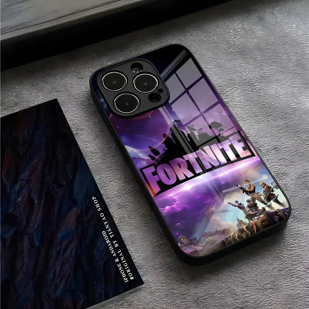 B-Battle-R-Royales-F-FortniteS Phone Case For iPhone 17 Pro Max, 15 Pro, 14, 12, 11, 13 Mini, X, XR, XS, 16 Plus, SE Glass Cover