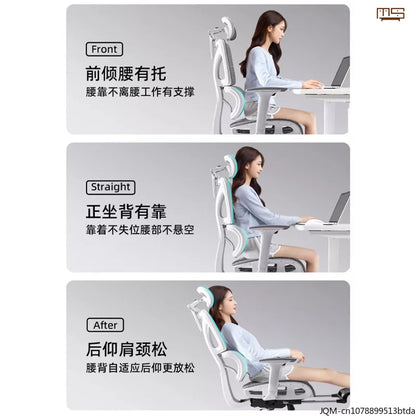 Cadeira de Estudo Ergonómica Confortável, Apoio Lombar para Longos Períodos Sentado, Cadeira Elevatória, Cadeira de Escritório Giratória para Computador em Casa