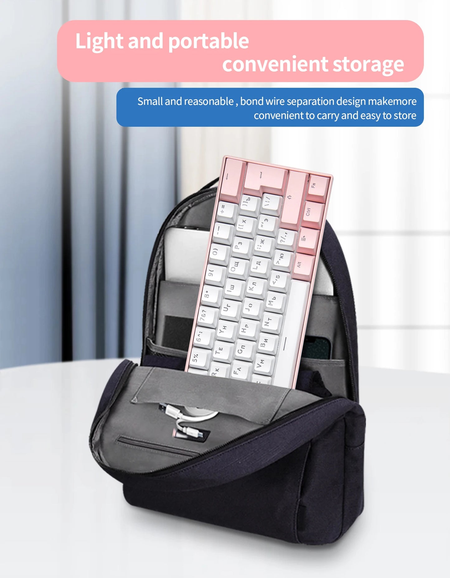 UYIQ YQ62 62 Keys Russian Mechanical Keyboard 60% Mini Portable Color Backlit Wired Gaming Keyboard for Travel Office PC Desktop