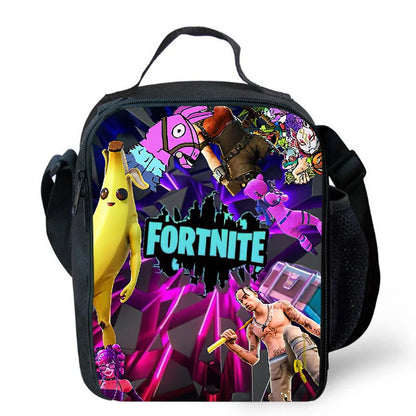 Saco de Almoço Térmico Isolado com Desenho Animado Fofo, Recipiente para Alimentos à Prova de Fugas, Reutilizável, Saco Frigorífico de Almoço Fortnite para Crianças e Estudantes