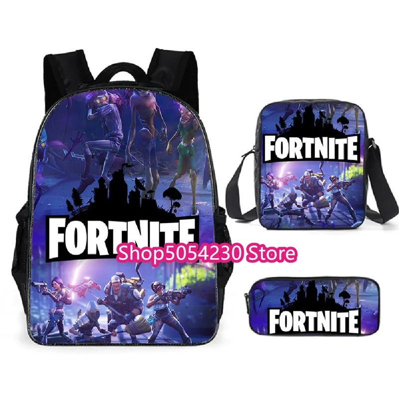 Fortnite 3PCS Backpack for Boys Victory Game 16 Inch Water Resistant Preschool Knapsack Cool Elementary School Backpacks