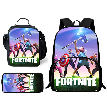 Hot Game Design Child Backpacks Lunch Bag Pencil Case Large Capacity School Bags for Boys and Girls Best Gift Fortnite