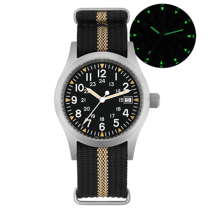 Militado ML05 Ronda 515 Movement Field Watches Domed Sapphire Crystal With High Clear AR Coating Wristwatch 38mm Vintage Watches