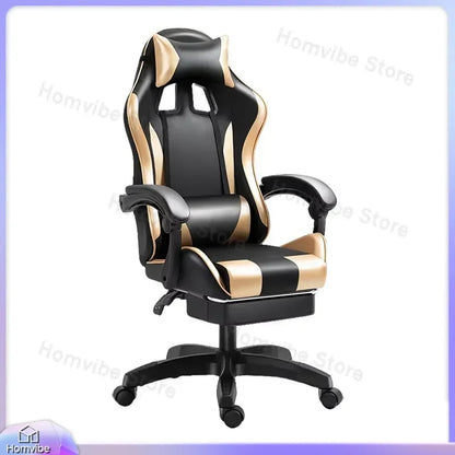 Chaise de jeu ergonomique avec support lombaire et appui-tête, hauteur réglable, style racing, pour la maison, le bureau et l'e-sport