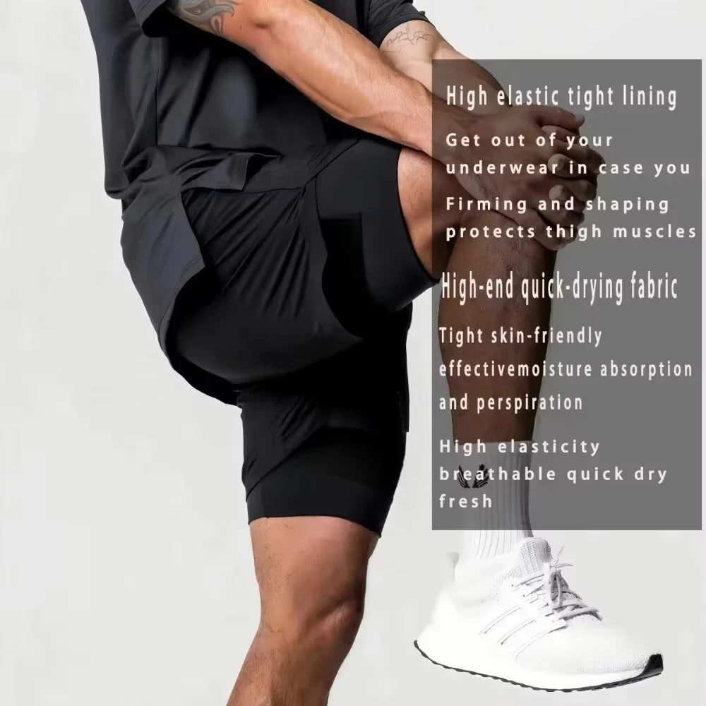 Dragon Ball Men's Double Shorts Vegeta Japanese Anime Summer Fake Two-piece Sports Shorts 2-in-1 Harajuku Y2K Fitness Pants
